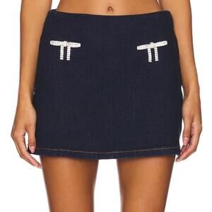 RETROFETE Denim Embellished Mini Skirt